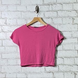 Zara Short Sleeve Crop Top Pink Size Small
